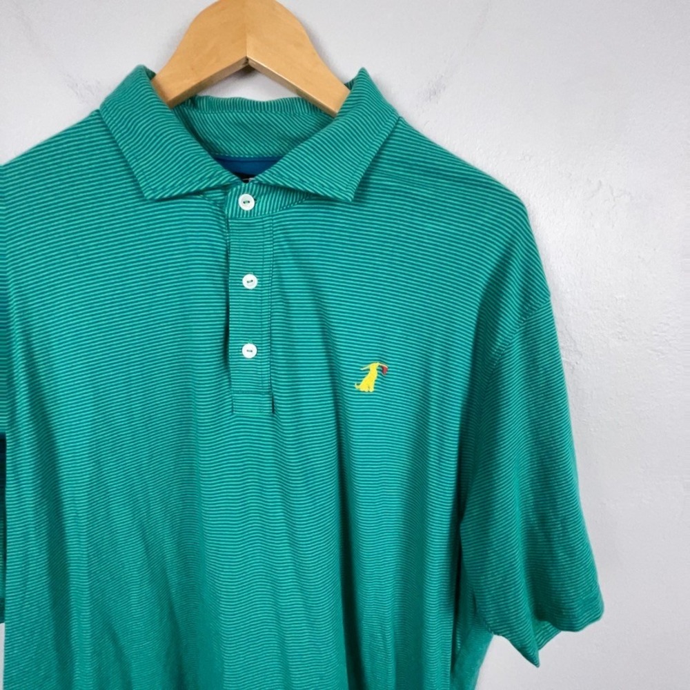 Birdie Retriever Polo Shirt Mens XXL Green Striped Performance Cotton Golf 2XL